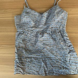 Patterned silky camisole, adjustable straps, sz 2